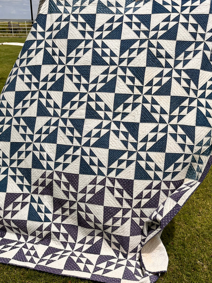 Corn and Beans Quilt in Blues