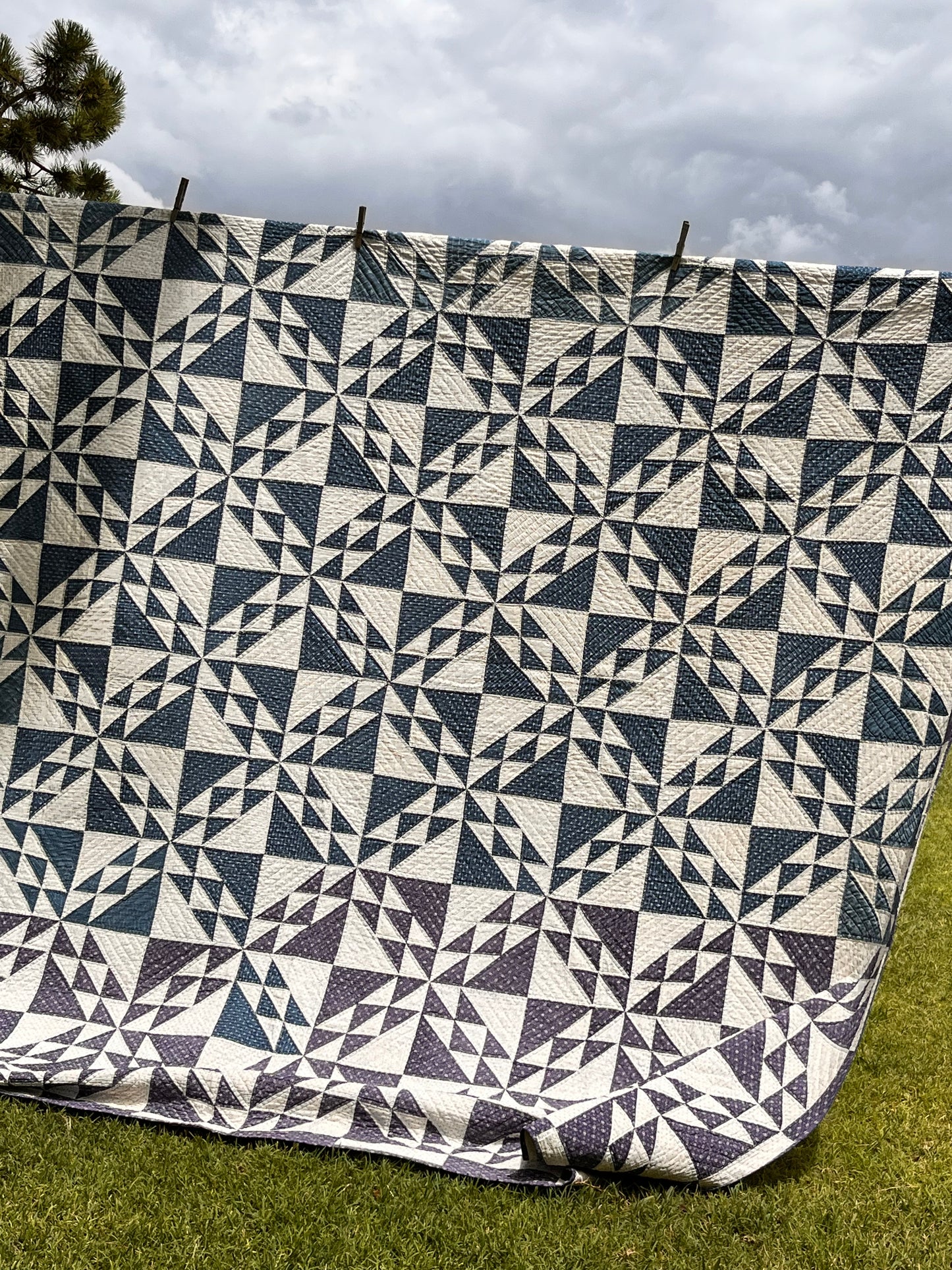 Corn and Beans Quilt in Blues