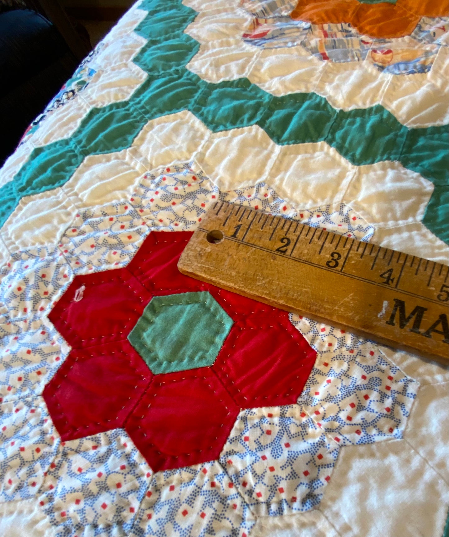 Hexie Flower Garden Quilt with Hexie Border SOLD