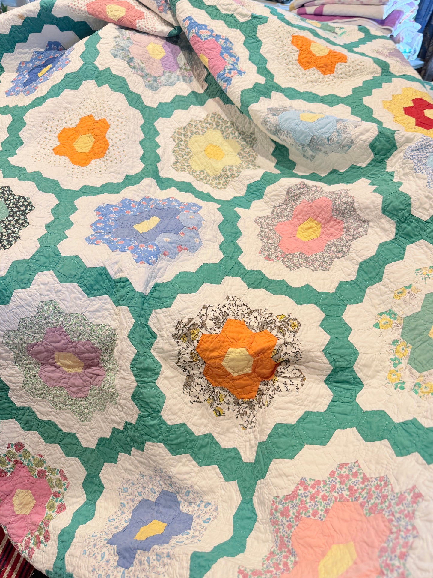 Grannies Flower Garden Quilt With Path