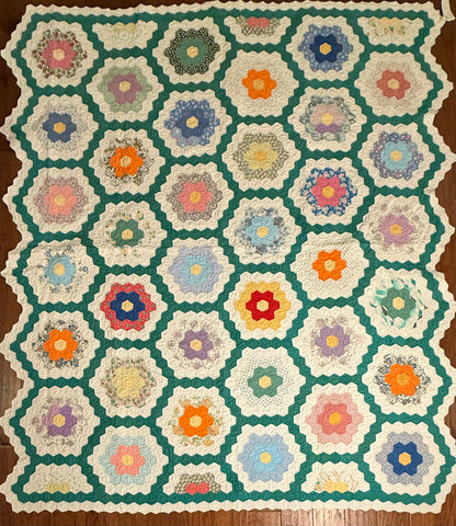 Grannies Flower Garden Quilt With Path