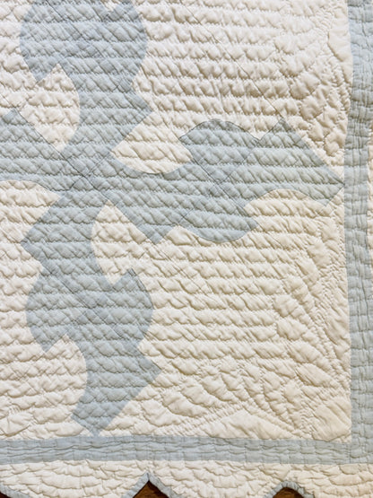 Comfy Drunkards Path Blue White Quilt