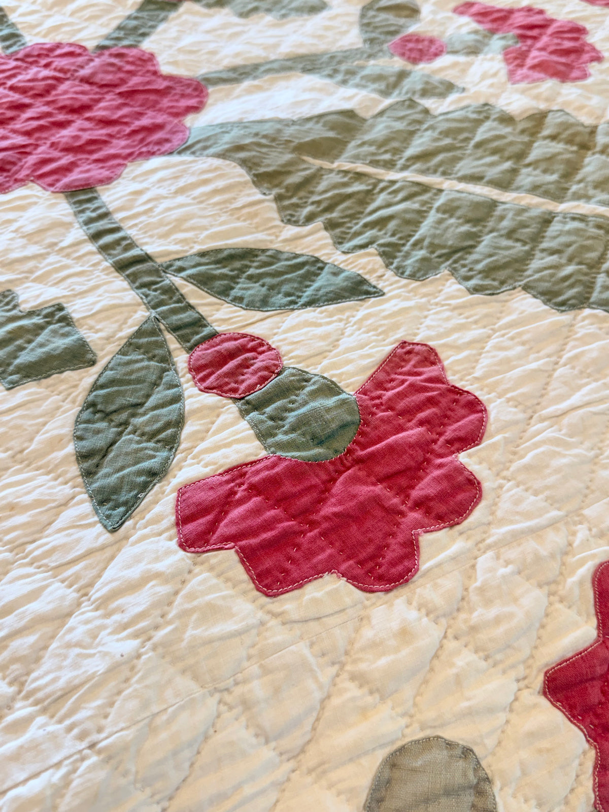 Americana 6 Block Coxcomb and Leaves Appliqué  Quilt