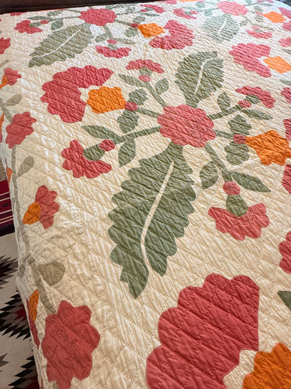 Americana 6 Block Coxcomb and Leaves Appliqué  Quilt