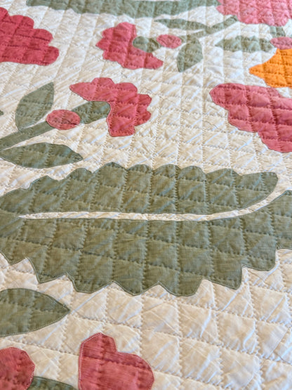 Americana 6 Block Coxcomb and Leaves Appliqué  Quilt