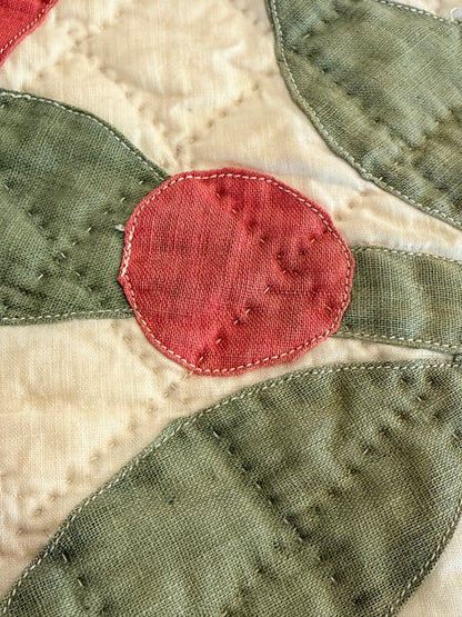 Americana 6 Block Coxcomb and Leaves Appliqué  Quilt