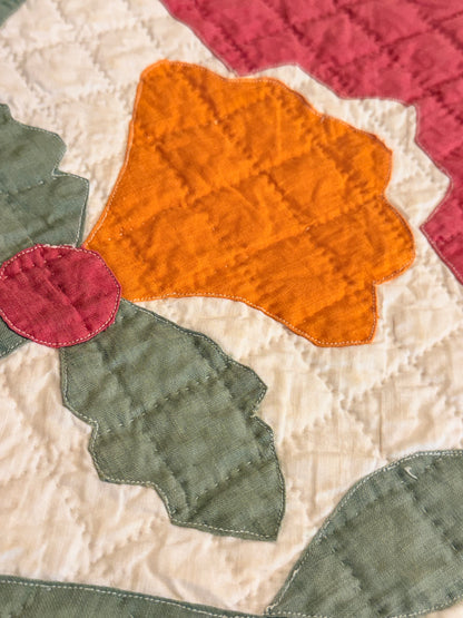 Americana 6 Block Coxcomb and Leaves Appliqué  Quilt