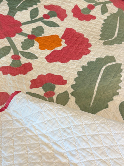 Americana 6 Block Coxcomb and Leaves Appliqué  Quilt