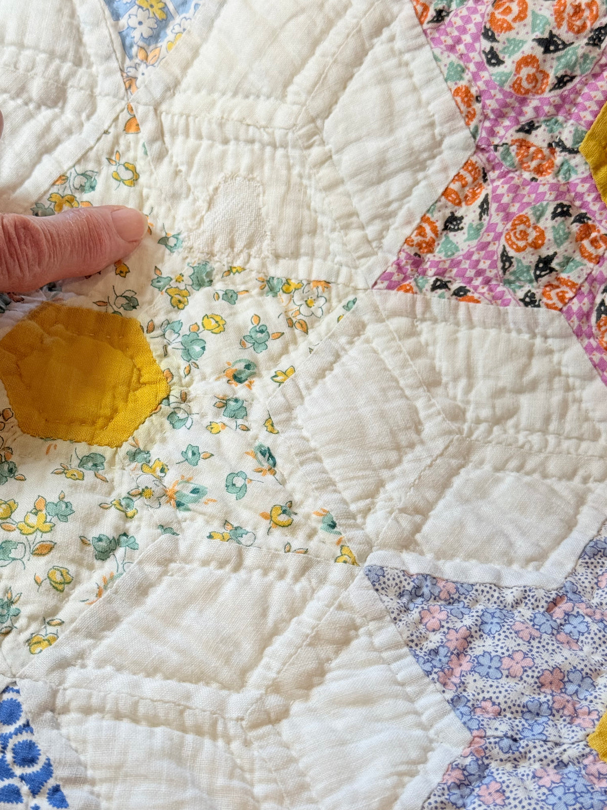 Smaller Scale Six Point Hexagonal Stars Quilt