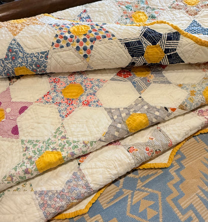 Smaller Scale Six Point Hexagonal Stars Quilt