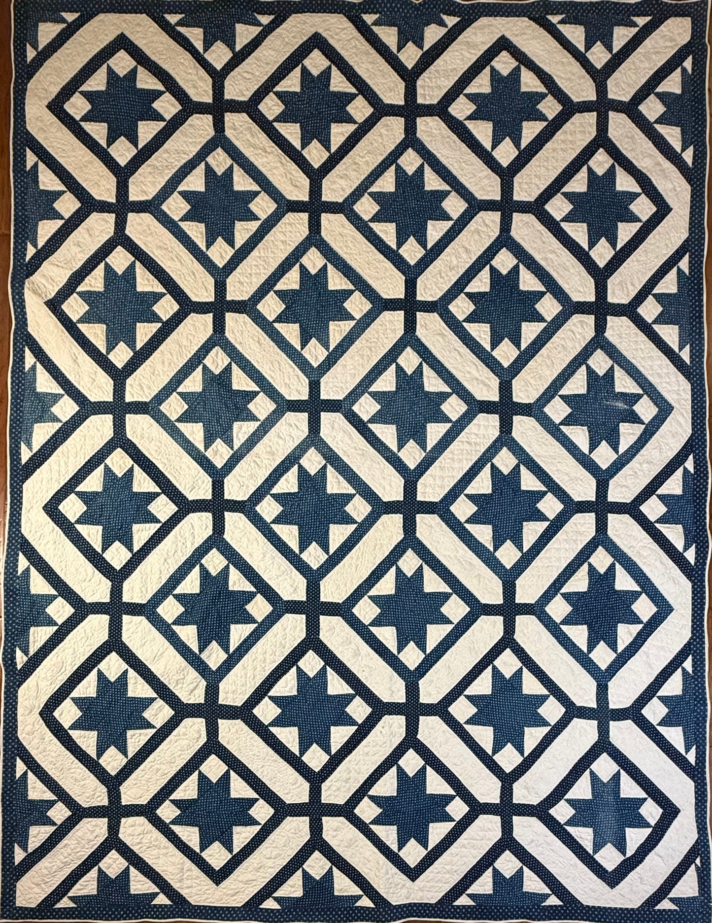 Signed Dated Variable Stars Quilt with Garden Maze Setting