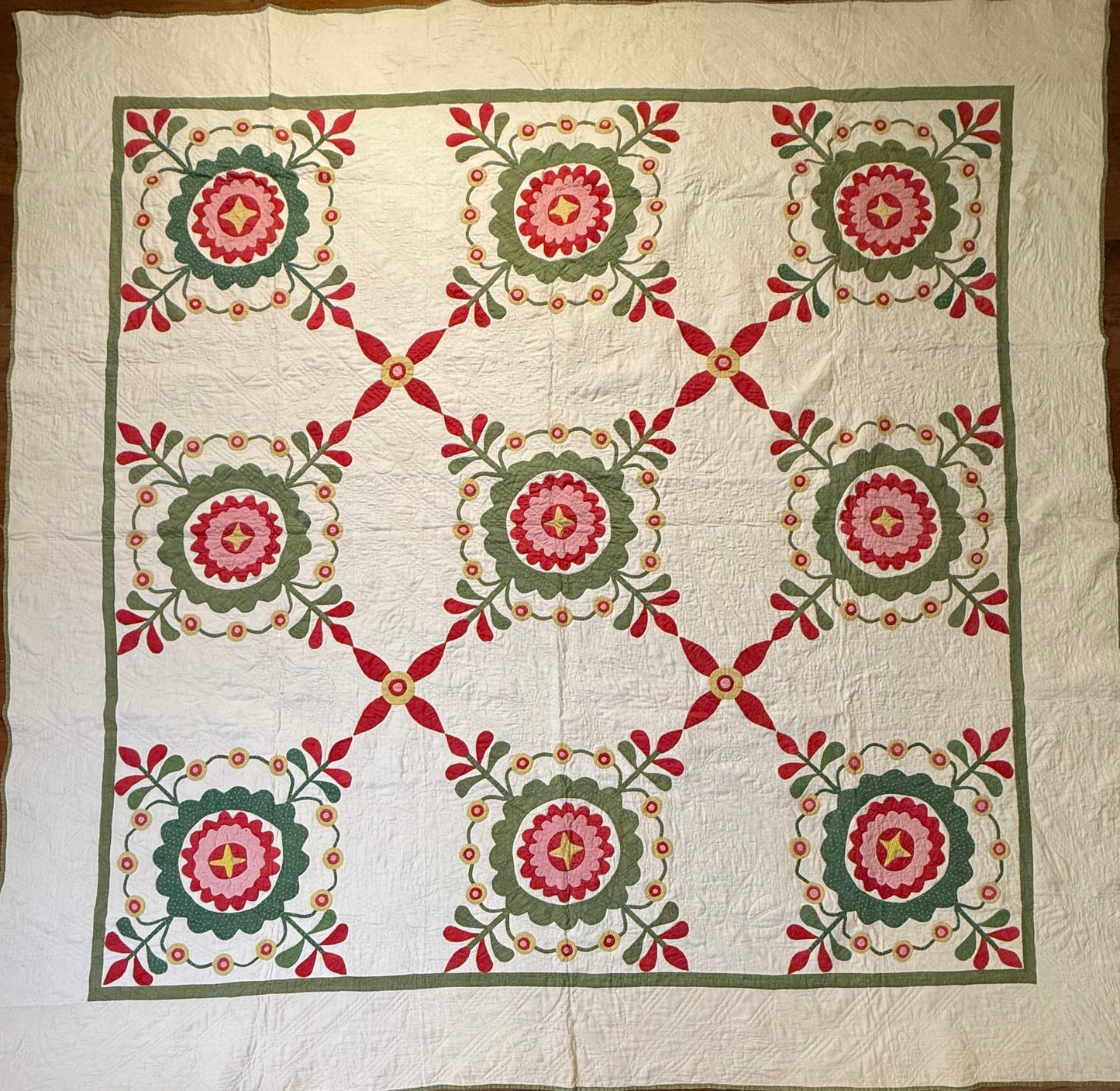 Early 9 Block Whimsical Applique  Quilt