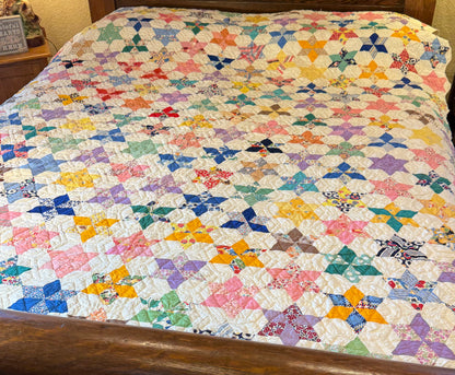 Six Point Hexagonal Scrappy Stars Quilt