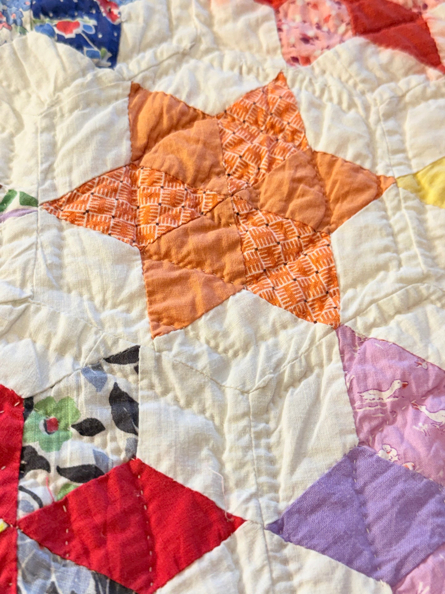 Six Point Hexagonal Scrappy Stars Quilt