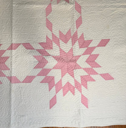 4 Block Pink Connecting Stars Quilt for Dolly