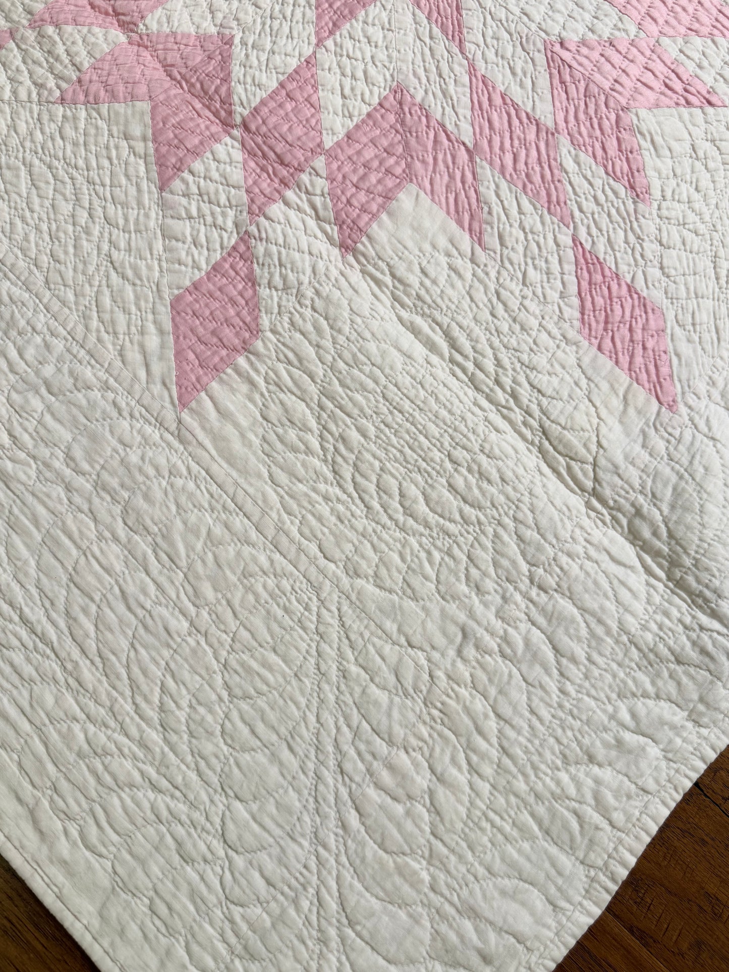 4 Block Pink Connecting Stars Quilt for Dolly