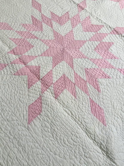 4 Block Pink Connecting Stars Quilt for Dolly