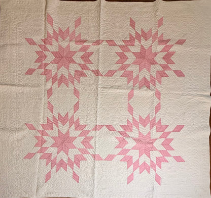 4 Block Pink Connecting Stars Quilt for Dolly