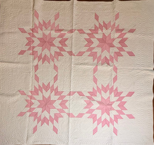 4 Block Pink Connecting Stars Quilt for Dolly