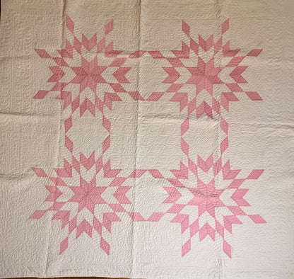 4 Block Pink Connecting Stars Quilt for Dolly