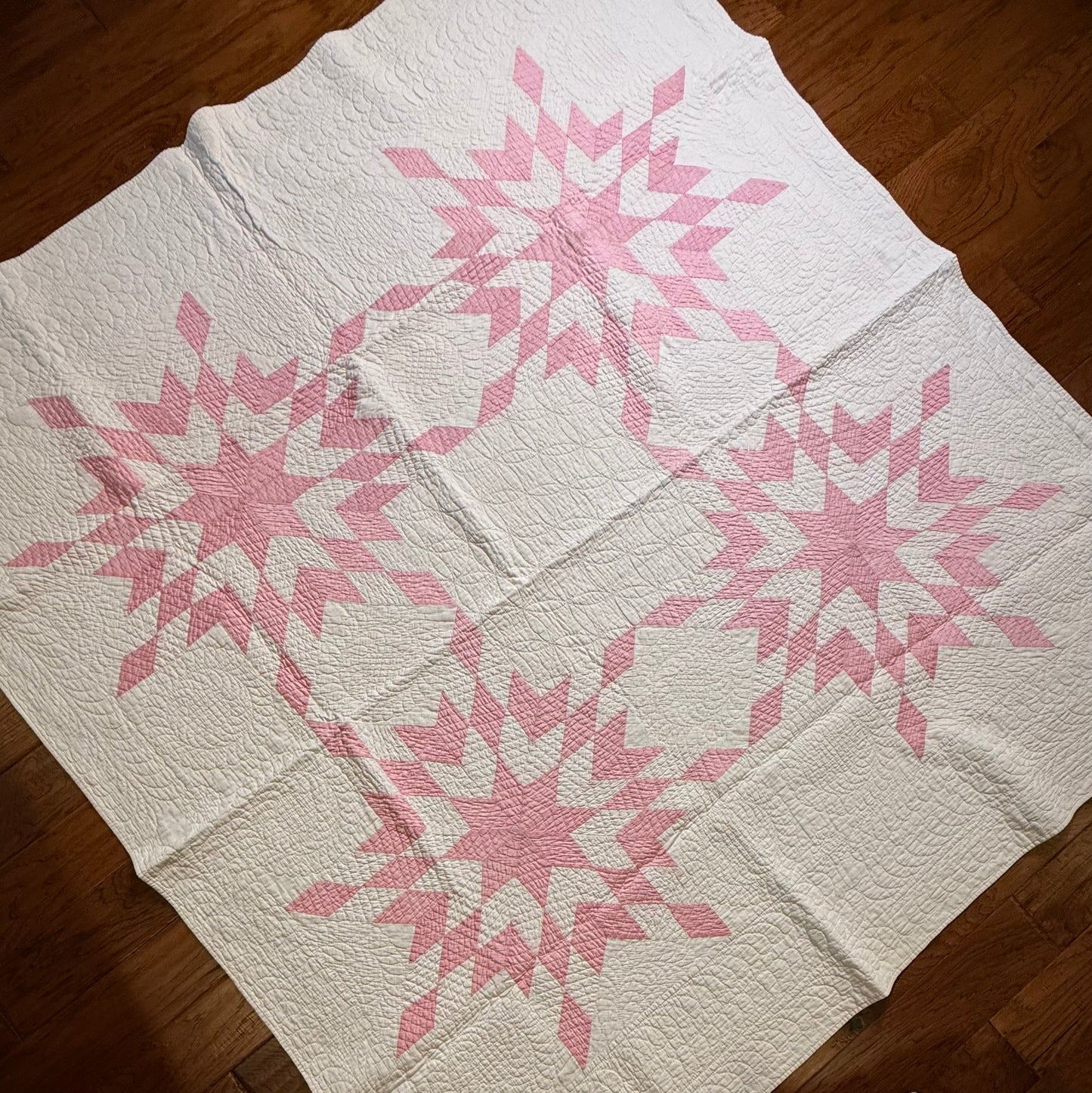 4 Block Pink Connecting Stars Quilt for Dolly