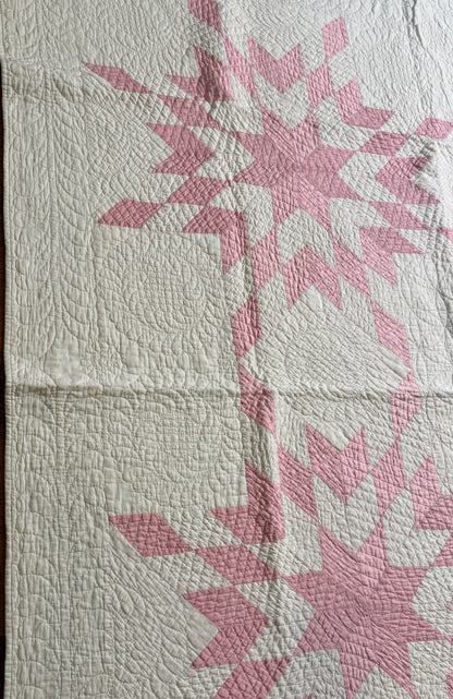 4 Block Pink Connecting Stars Quilt for Dolly