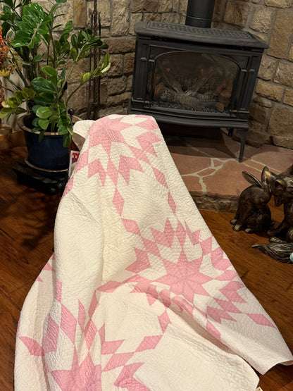 4 Block Pink Connecting Stars Quilt for Dolly