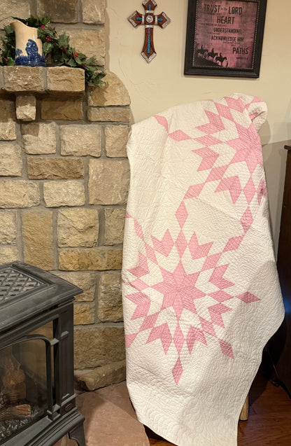4 Block Pink Connecting Stars Quilt for Dolly