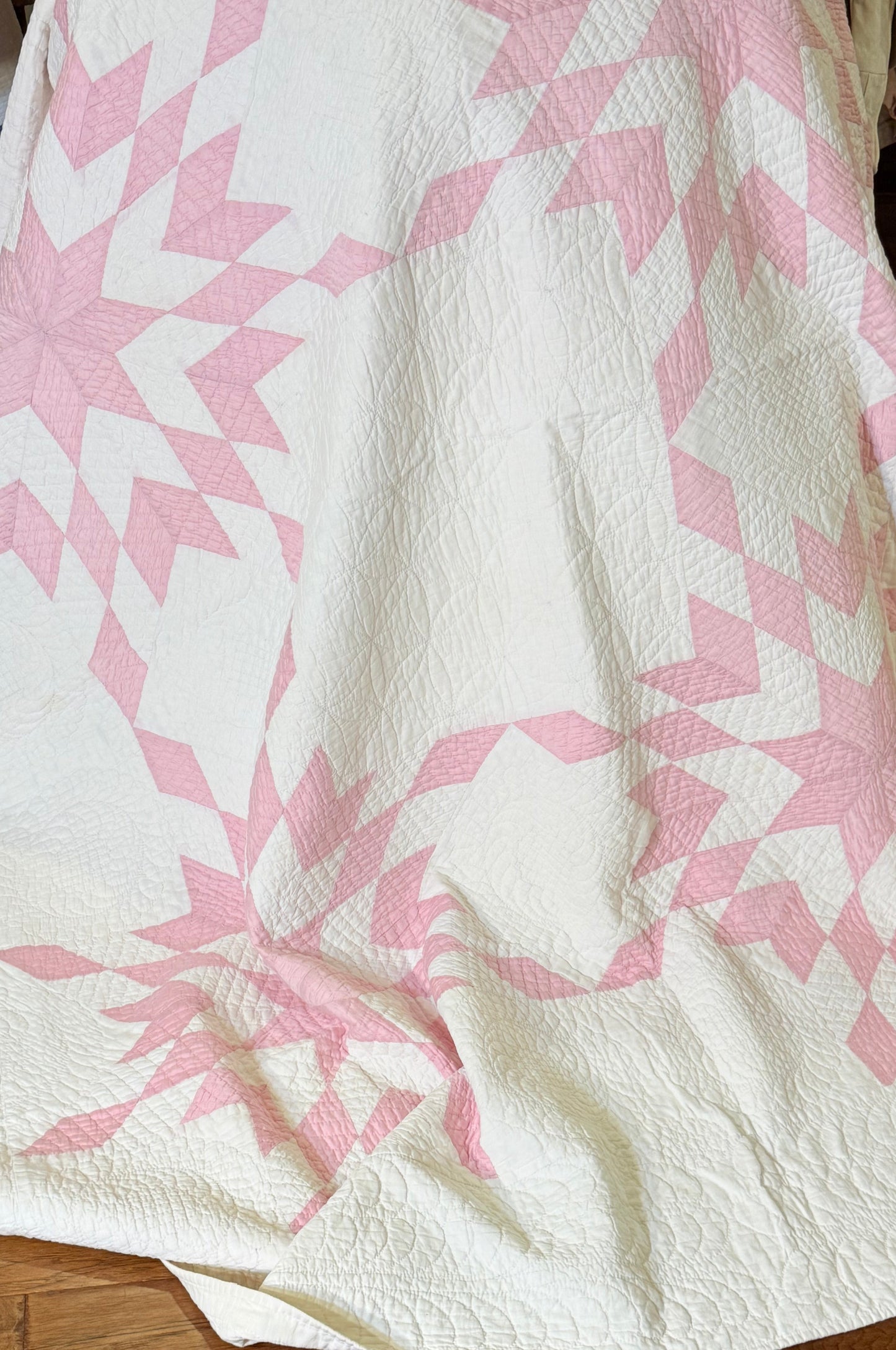 4 Block Pink Connecting Stars Quilt for Dolly