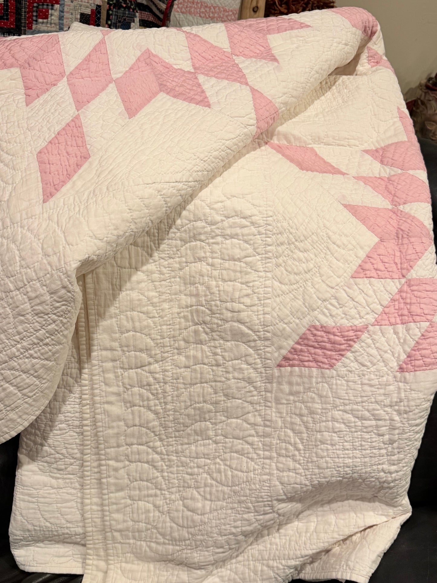 4 Block Pink Connecting Stars Quilt for Dolly