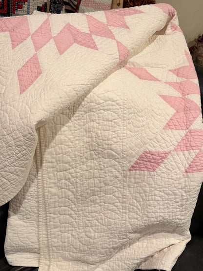 4 Block Pink Connecting Stars Quilt for Dolly