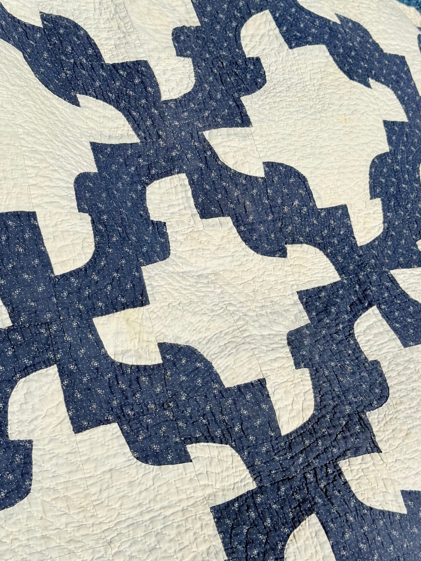 Blue and White Drunkards Path Quilt