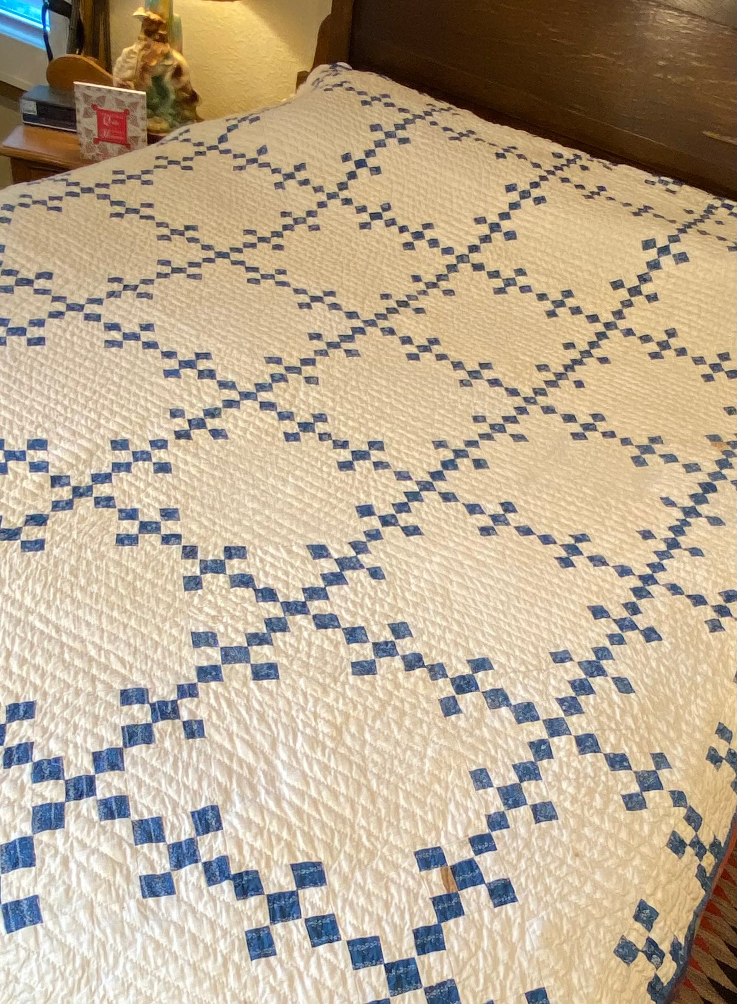 Blue and White Double 9 Patch Postage Stamp Quilt