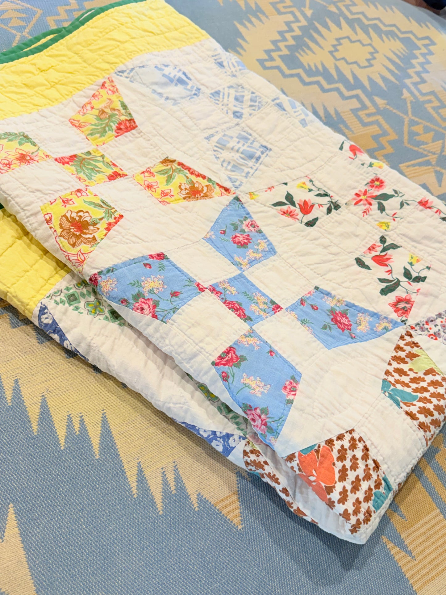 Improved 9 Patch Crib Smaller Quilt