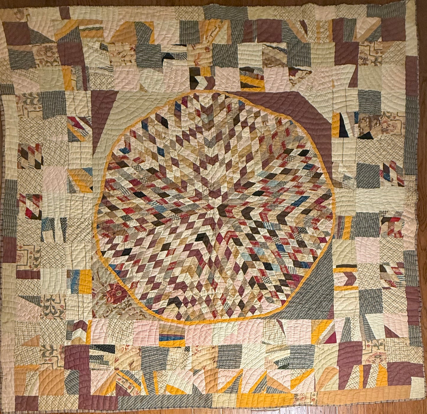 Folk Art Abstract Medallion Southern American Quilt