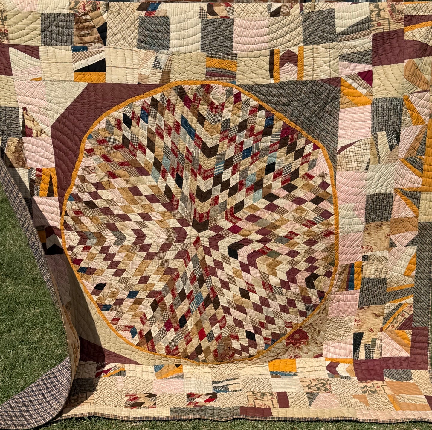 Folk Art Abstract Medallion Southern American Quilt