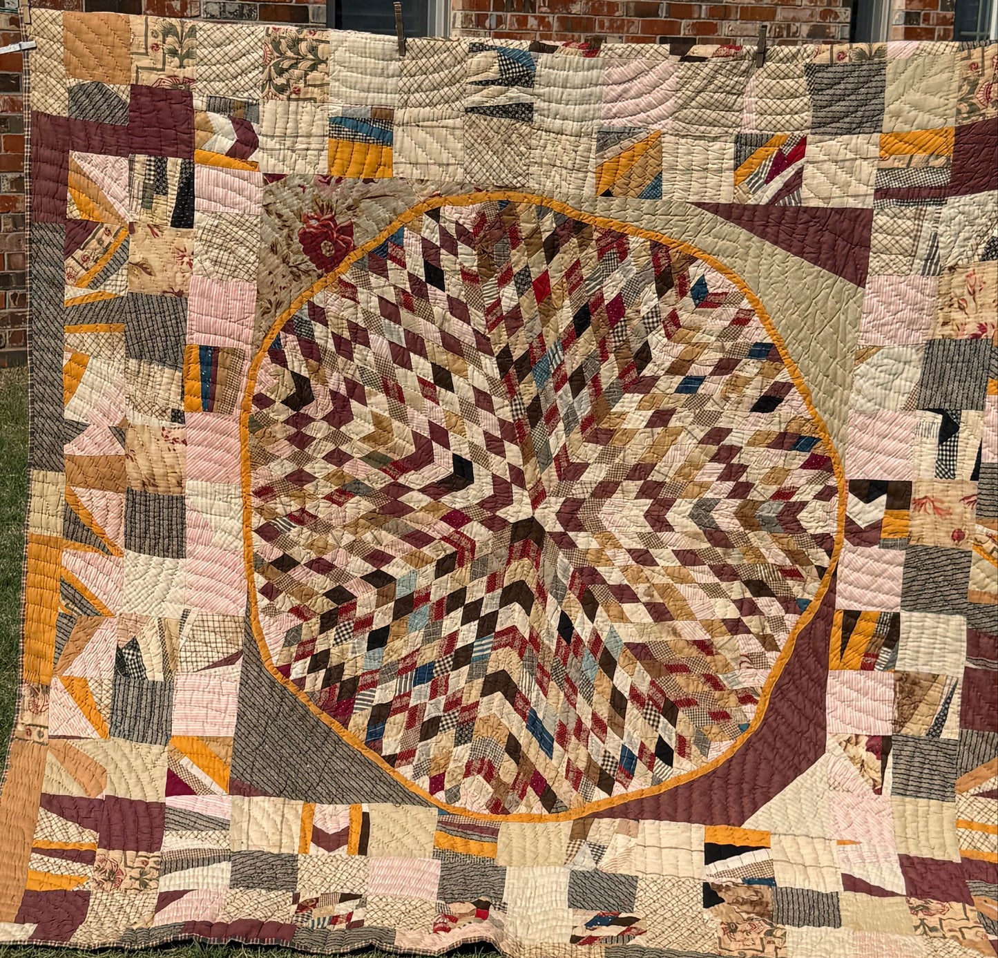 Folk Art Abstract Medallion Southern American Quilt