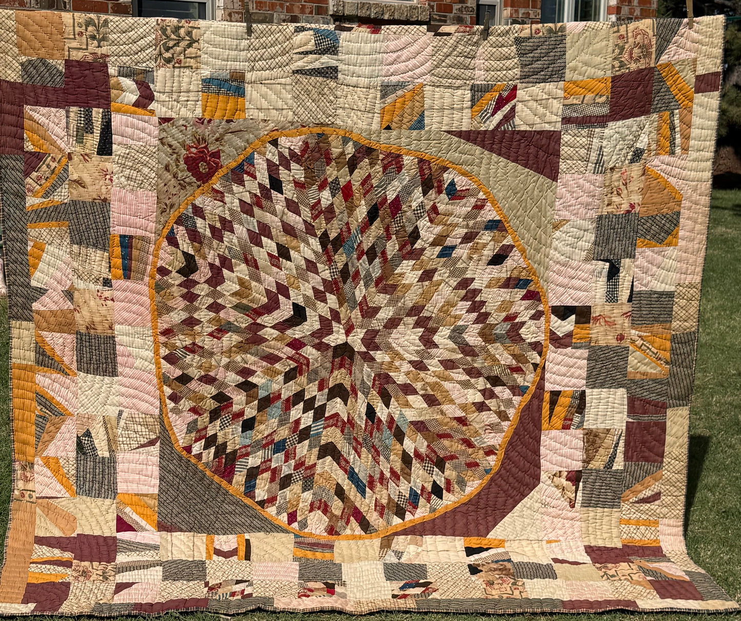 Folk Art Abstract Medallion Southern American Quilt