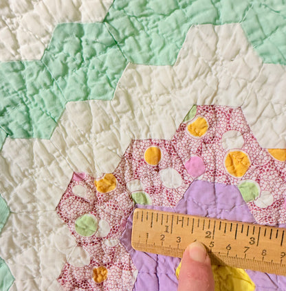 Grannies Flower Garden Quilt with Green Path