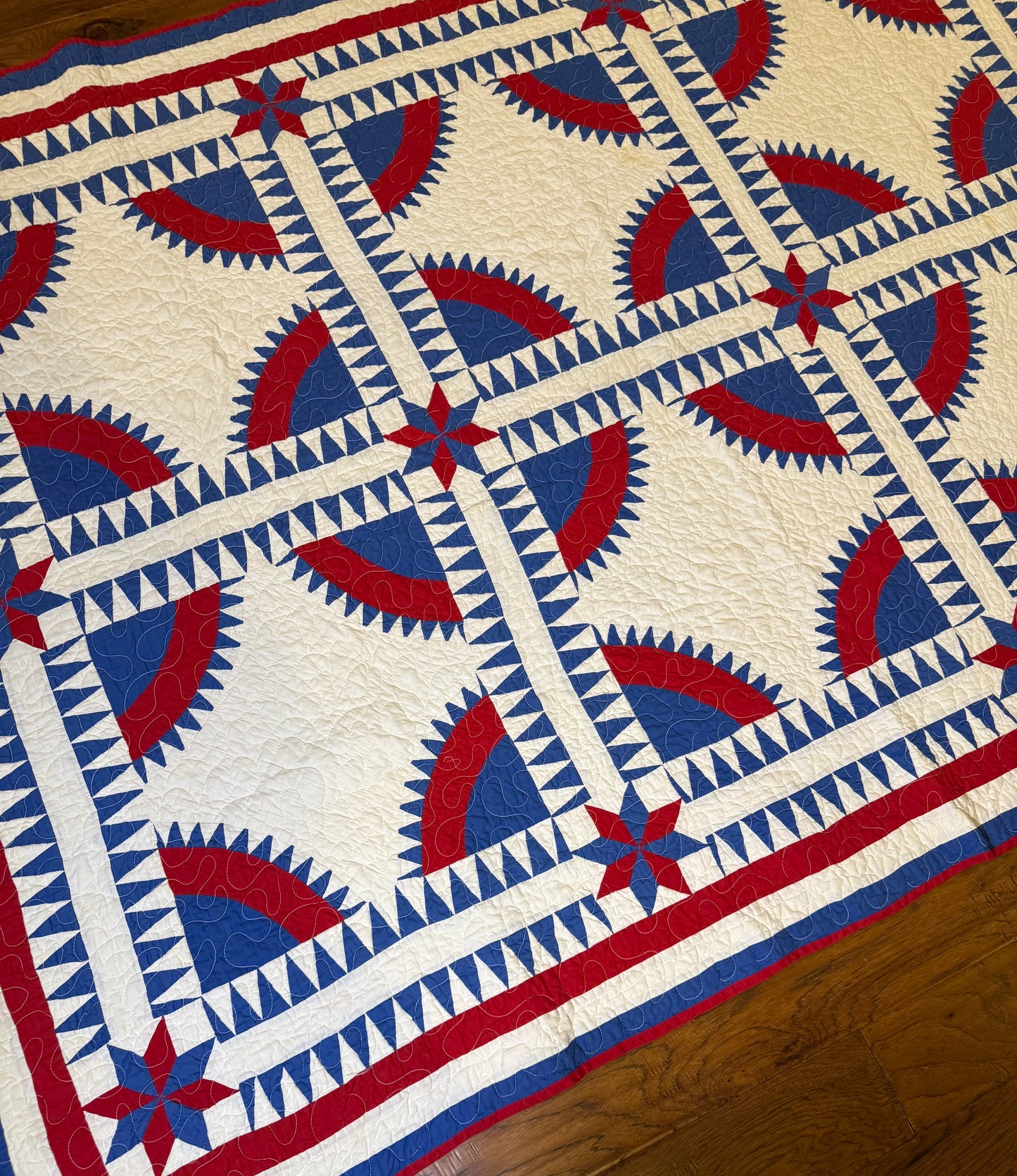 Rocky Mountain Road Vintage Quilt-Red, White and Blue