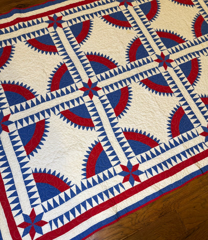 Rocky Mountain Road Vintage Quilt-Red, White and Blue