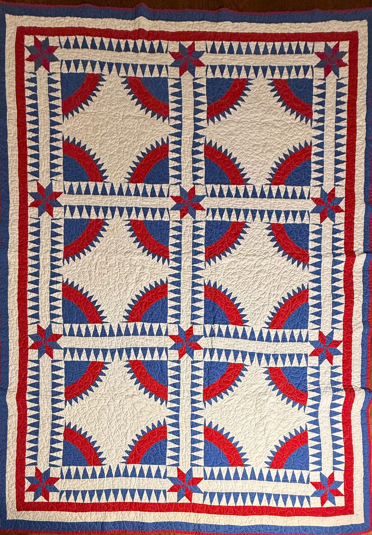 Rocky Mountain Road Vintage Quilt-Red, White and Blue