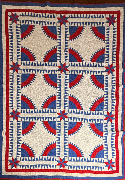 Rocky Mountain Road Vintage Quilt-Red, White and Blue