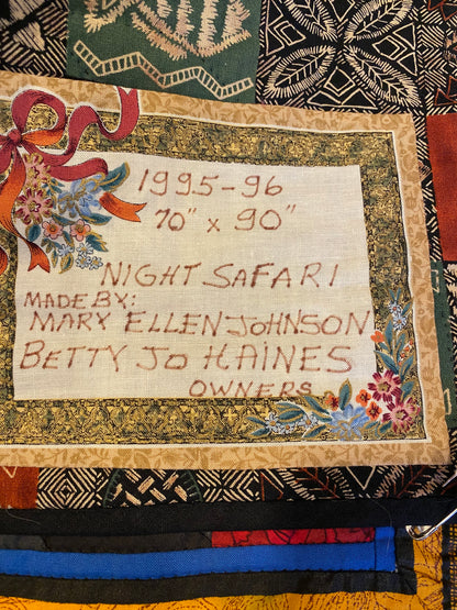 Night Safari- Betty Jo Haines Collection -Sampler Quilt SOLD