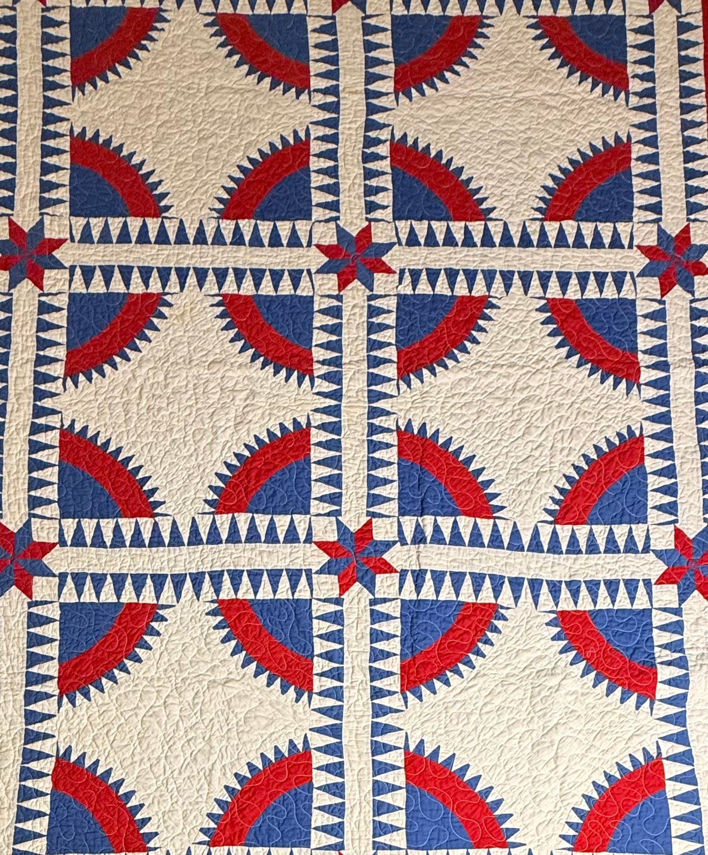 Rocky Mountain Road Vintage Quilt-Red, White and Blue
