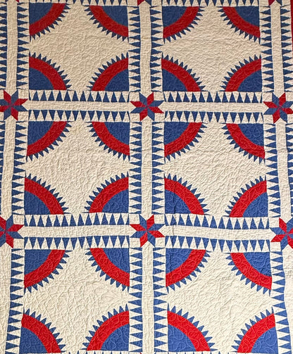 Rocky Mountain Road Vintage Quilt-Red, White and Blue