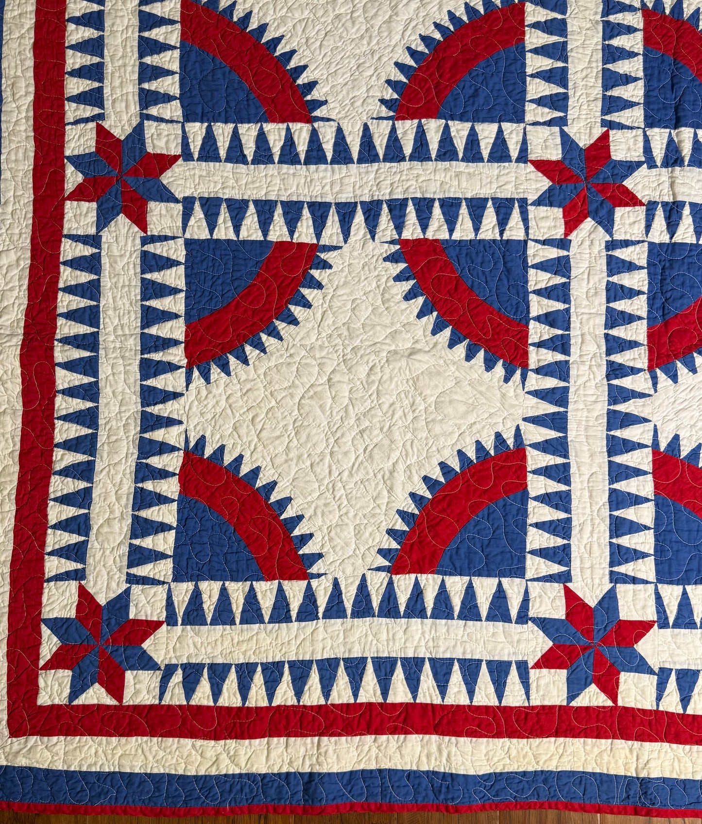 Rocky Mountain Road Vintage Quilt-Red, White and Blue