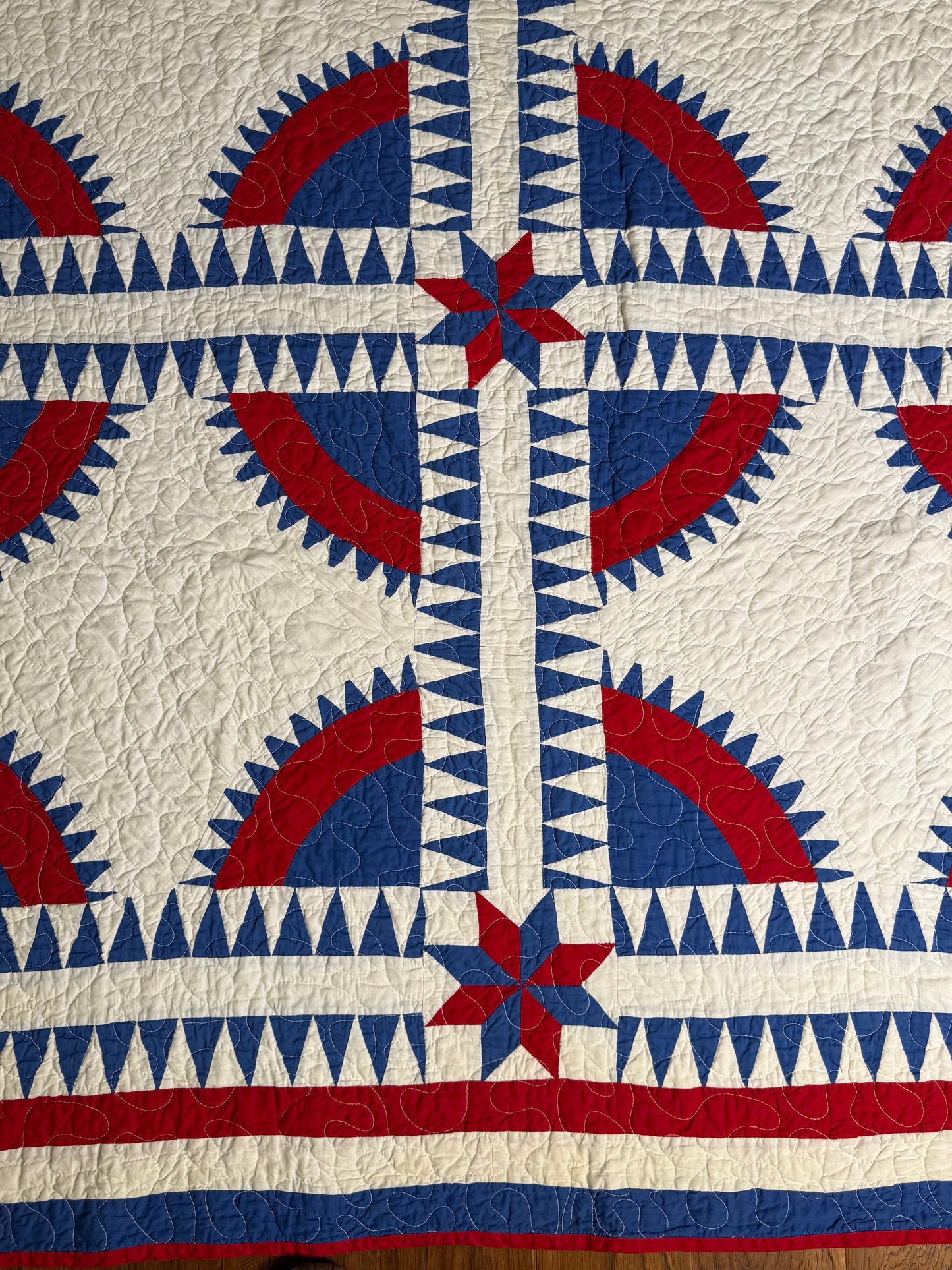 Rocky Mountain Road Vintage Quilt-Red, White and Blue