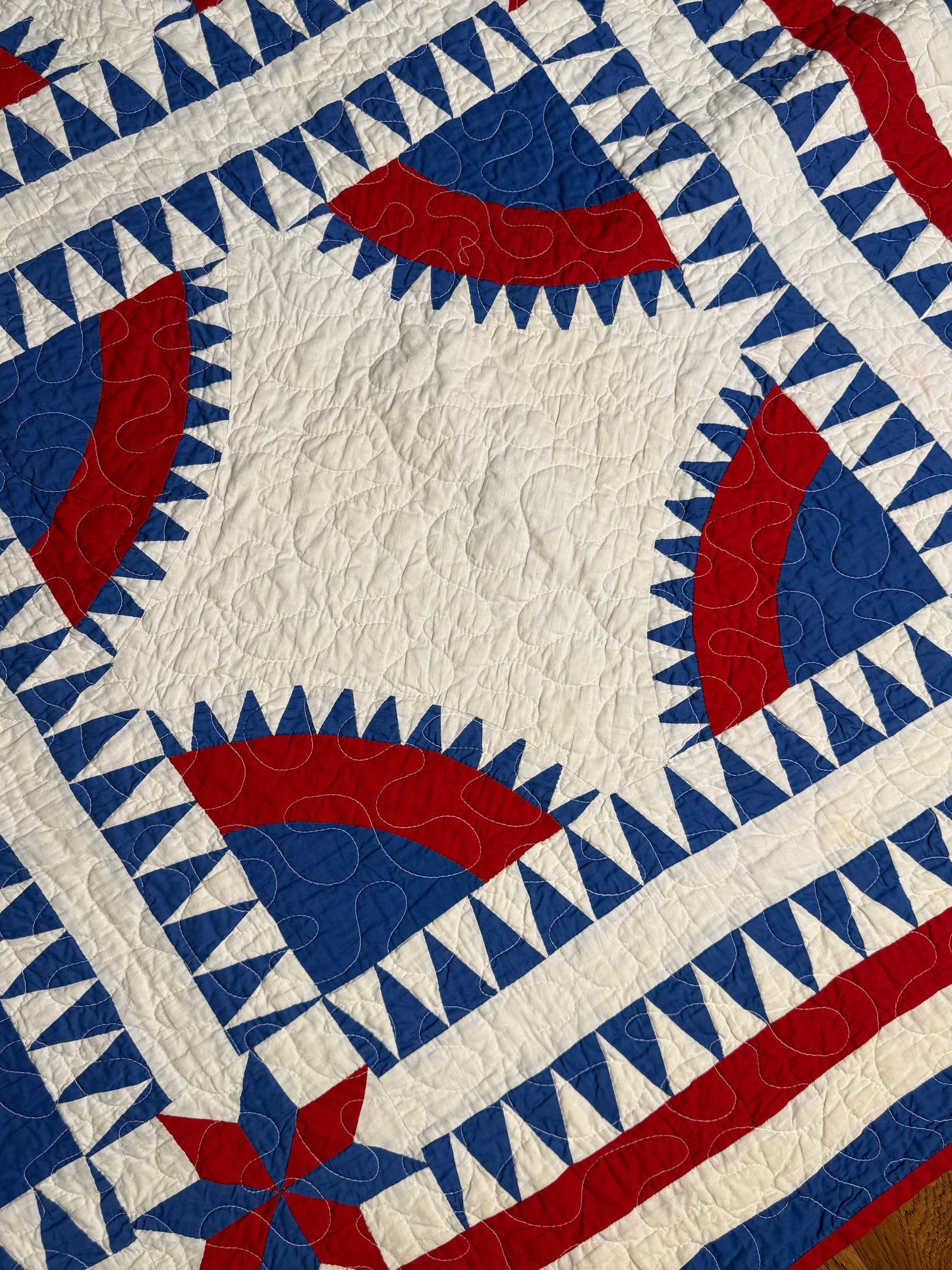 Rocky Mountain Road Vintage Quilt-Red, White and Blue