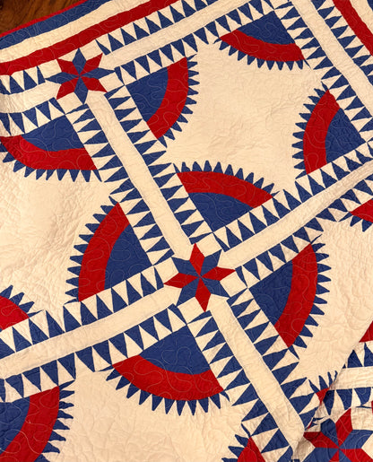 Rocky Mountain Road Vintage Quilt-Red, White and Blue